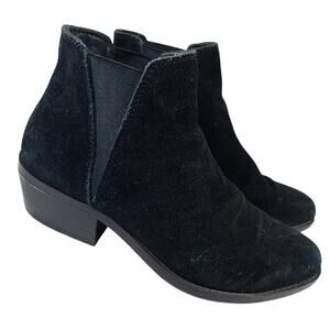 WHITE MOUNTAIN! BLACK GENUINE SUEDE LEATHER LOW HEEL SLIP ON ANKLE BOOTS! SZ 7M